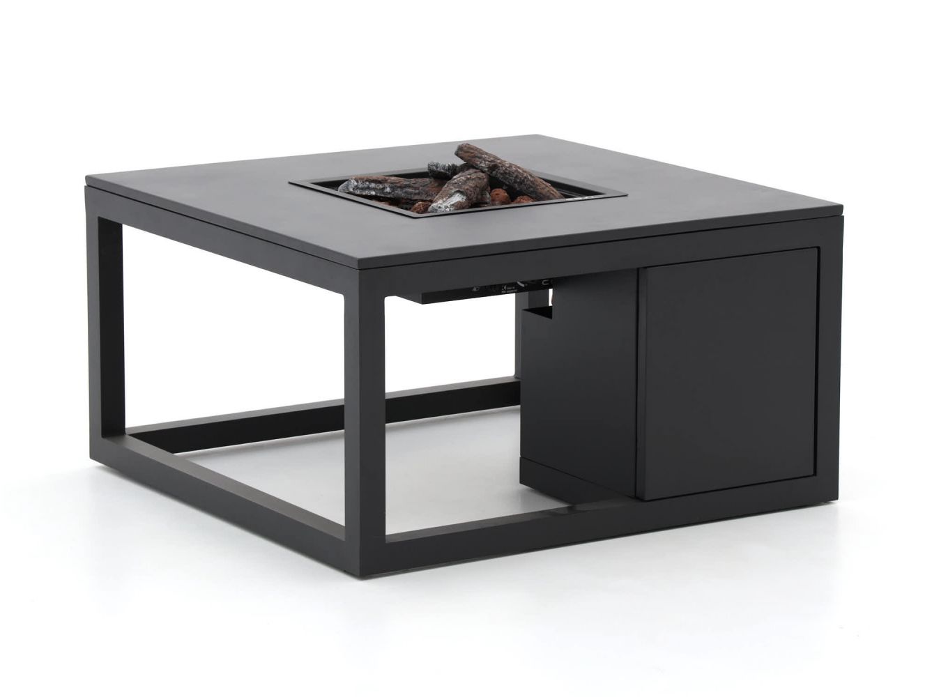 Cosiloft Lounge Feuertisch 100 Schwarzer Rahmen / schwarze Aluminiumplatte (ohne Glas)