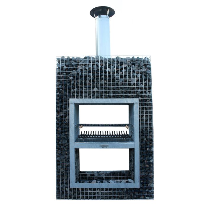 Steinkorb Block-Kamin mit 20cm erhöhte Grill XL
