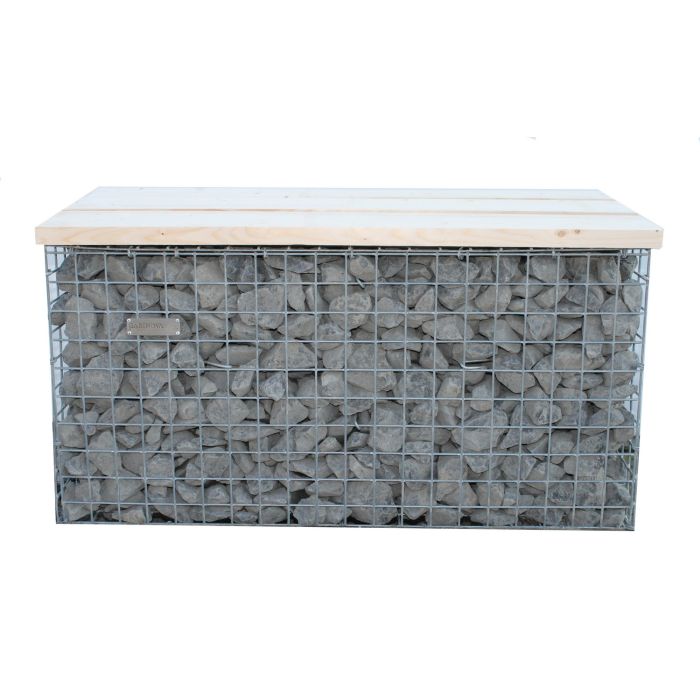 Gabionenbank Auflage Bauholz