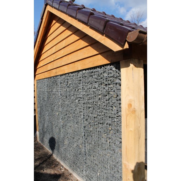 Schanskorf lxhxb 2m x 0,45m x 0,22m met Basalt breuksteen 56-75mm