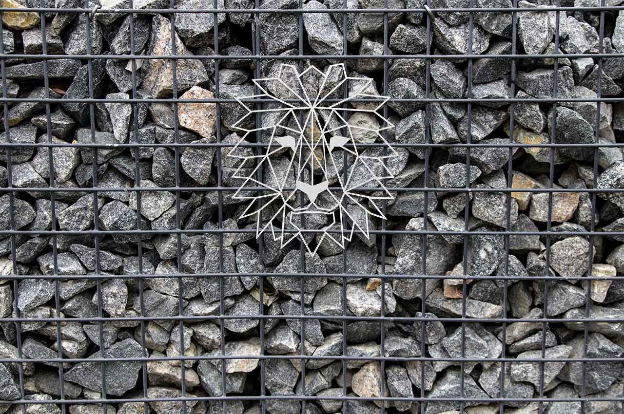Löwe Gabion Dekoration