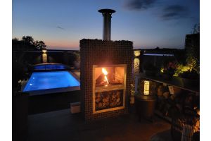 Gabionen Gartenkamine bei Nacht – Gartenkamine. Gabionen Gartenkamine bei Nacht