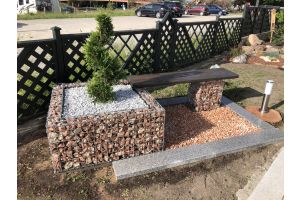 Gabionen Hochbeet mit Sitzbank – Gabionen Hochbeet