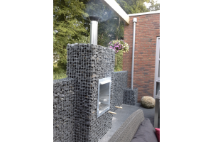 Gabionen Gartenkamin mit norwegischem Granit – Norwegen Granit