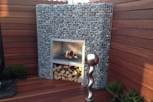 Gabionen Eckkamin XXL – Gartenkamine. Gabionen Eckkamin XXL