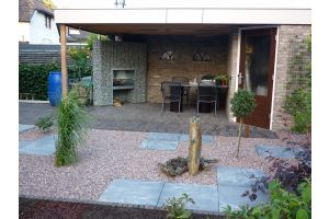 Eckkamin XL im Überdachung – Gartenkamine. Eckkamin XL im Überdachung