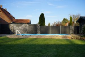 Aufbauteam WPC – WPC-zaun mit Gabionen. Aufbauteam WPC