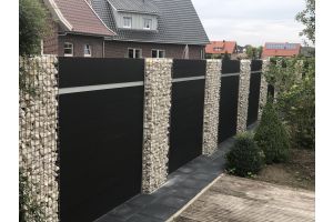 Gabione WPC Sichtschutz – WPC-zaun mit Gabionen. Gabione WPC Sichtschutz