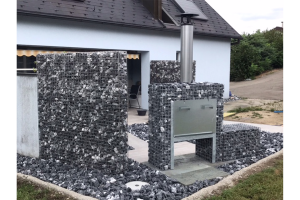 Blockkamin/Grill mit Gabionen – Gartenkamine. Blockkamin/Grill mit Gabionen