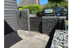 Gabionen WPC-Sichtschutz Aufbauteam – WPC-zaun mit Gabionen. Gabionen WPC-Sichtschutz Aufbauteam