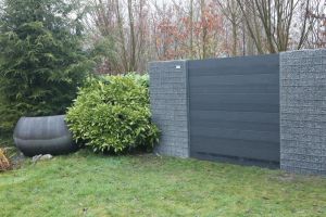 Gabionenkörbe im Kombination mit WPC – Gabionen. Gabionenkörbe im Kombination mit WPC