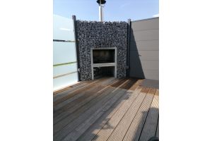 Steinkorb Eckkamin – Gartenkamine. Steinkorb Eckkamin