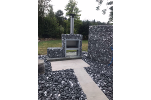 Blockkamin/Grill mit Gabionen – Gartenkamine. Blockkamin/Grill mit Gabionen